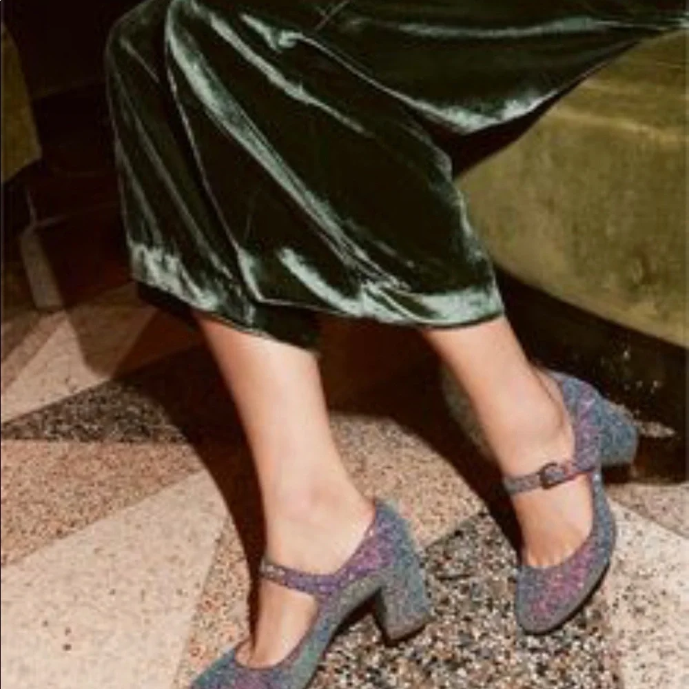 Madewell Multicolor Glitter Mary Jane Block Heel Pumps - Picture 2 of 8